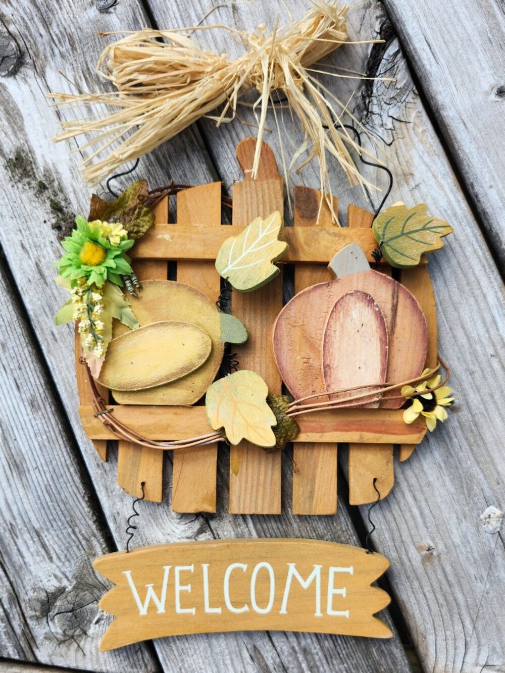 CUTE Thanksgiving PUMPKIN Fall Harvest WELCOME Sign HALLOWEEN